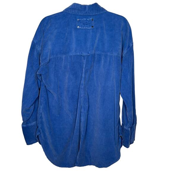 Free People We the Free Baby Cord Button Down Shirt in Electric Indigo Size XS - Picture 5 of 8